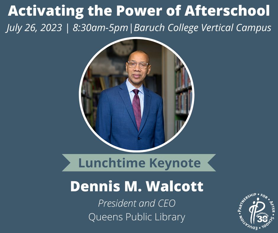 PASEsetter's tweet photo. Libraries and cultural institutions play a vital role for youth during afterschool hours, which is why we’re delighted that the Lunchtime Keynote at our 7/26 #PASECon23 will be delivered by Dennis M. Walcott, President &amp; CEO of the @QPLNYC. 

Join us: https://t.co/g1kNEzKlIn https://t.co/0T3iWJ2pQ6