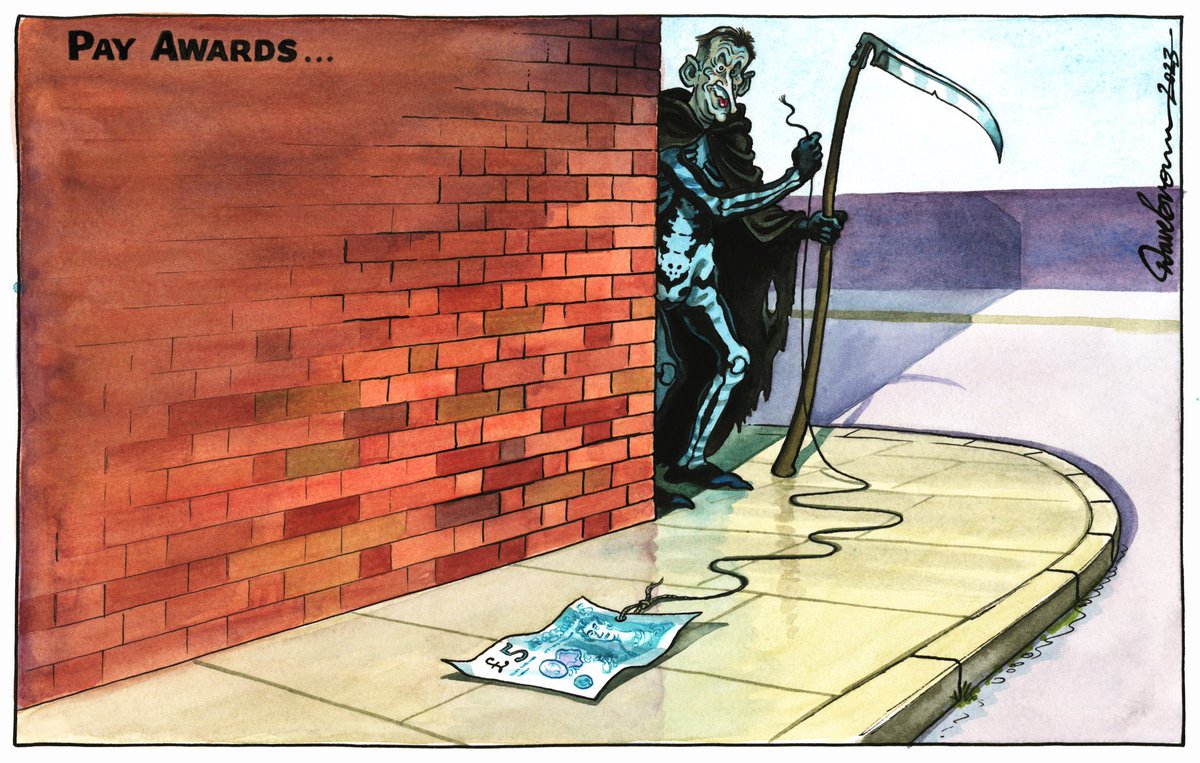 Dave Brown on #PublicSectorPay #PayAwards #JeremyHunt - political cartoon gallery in London original-political-cartoon.com