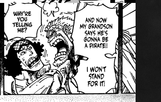 3SkullJoe's tweet photo. #ONEPIECE1087 

"I owed a debt to your grandpa... A long time ago." https://t.co/ZJEN8r84OK
