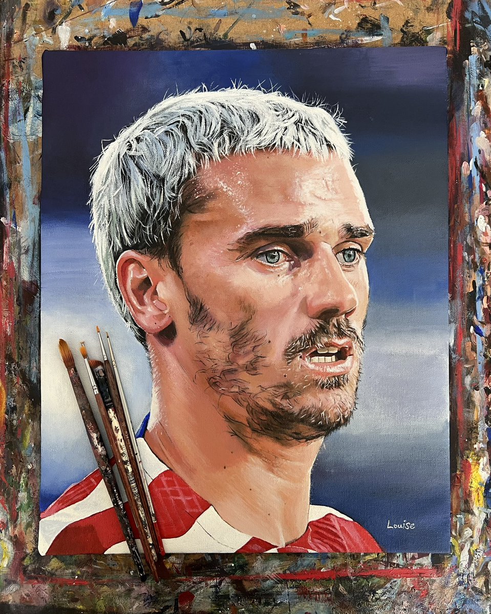 My painting of @AntoGriezmann 🇫🇷 for the @Topps_UK UEFA #LivingSet 👩‍🎨 🔗 uk.topps.com/weekly-release… #griezmann #atleti #atletico #thehobby
