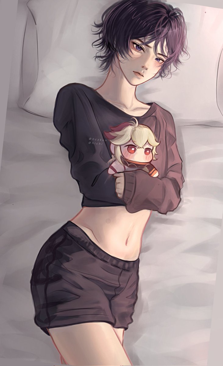 Scaramouche with his favorite plushie   #kazuscara  #kazuha #scaramouche