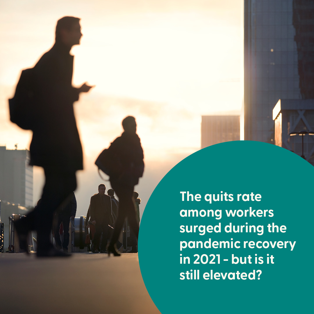 sffed's tweet photo. The quits rate among workers surged during the pandemic recovery in 2021 - but is it still elevated? To dig into the data on job openings and labor turnover, check out the #SFFedDataExplorer here: https://t.co/jLFc6voW2a | #SFFedResearch #EconTwitter #Workers #Pandemic https://t.co/8h1OULfbfY