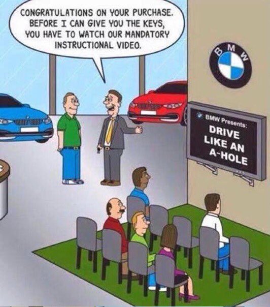 CarfreeHighway's tweet photo. @HRPSMiltHH But but but - I thought that #BMWDrivers were special and exempt from adhering to traffic regulations? https://t.co/q52PWpeFAd