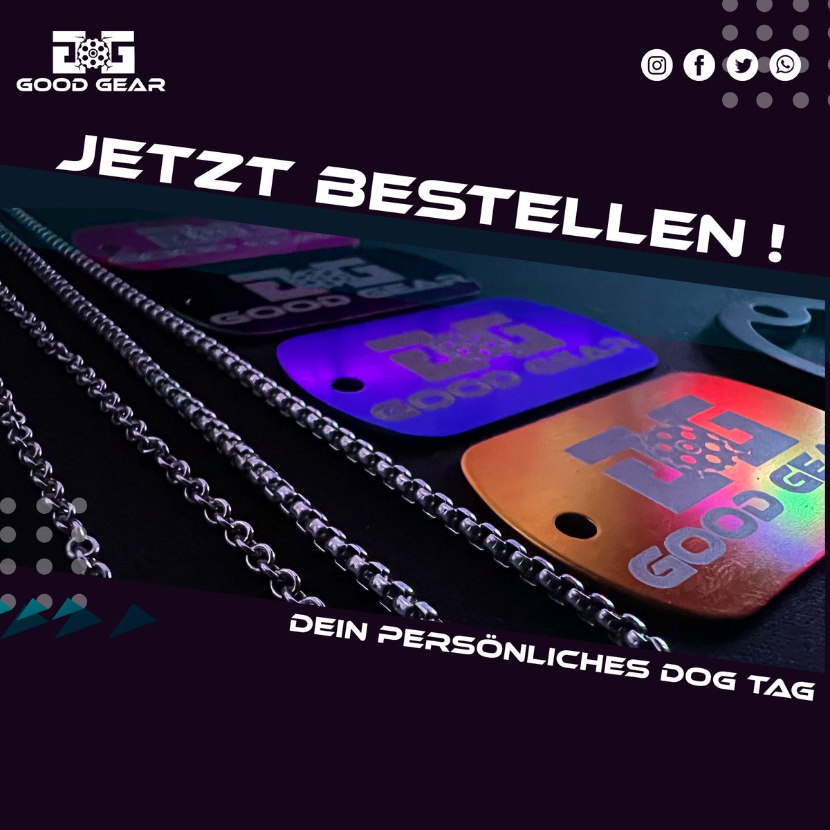 #NEWCUSTOMPRODUCT
🥇 Custom Dog Tags 🥇

Wir personalisieren dein Dog Tag mit deinem Logo + Wunsch-Gravur und bieten eine große Auswahl an Zubehör an! 
Bestelle jetzt schnell und unkompliziert in wenigen Schritten! ➡️good-gear.de

#Custommade #Dogtags #GoodGearCustom