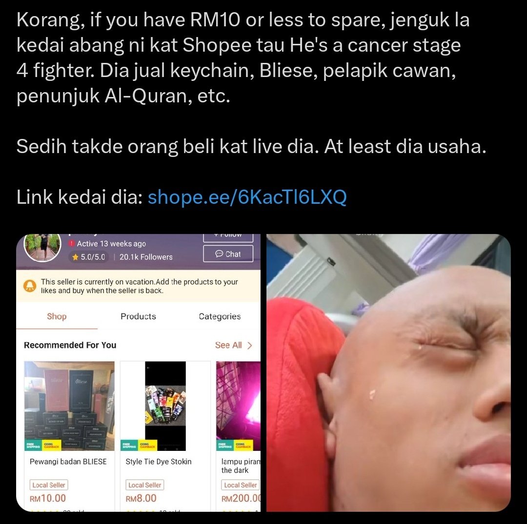 mhmdaariz's tweet photo. Jom bantu brader ni... Ala bukan mahal pun

https://t.co/P9GX98qMSB https://t.co/ixktRgLWZh