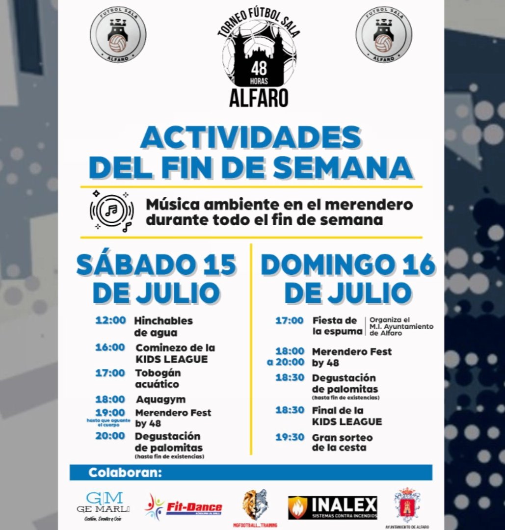 ¡BUMMM!🔥🔥

¡Ya tenemos las ACTIVIDADES DE FIN DE SEMANA de la 4️⃣0️⃣° edición de las 48 Horas Alfaro!