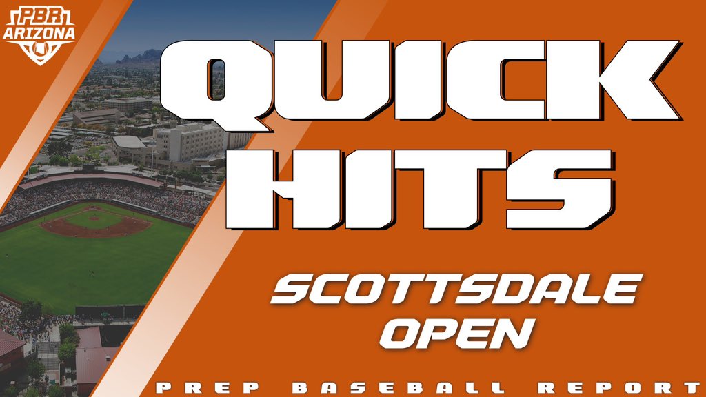 PrepBaseballAZ's tweet photo. ✍️ 𝒮𝒸𝑜𝓉𝓉𝓈𝒹𝒶𝓁𝑒 𝒪𝓅𝑒𝓃 ✍️

💥 Quick Hits stand out performers from this summers Scottsdale Open 
#PBRAZ 

🔗👉: https://t.co/Wtp5LXAtZu https://t.co/QHbJ25jT4s