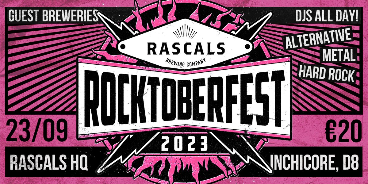RascalsBrewing's tweet photo. FESTIVAL NEWS! September 23rd will be rockin' at Rascals HQ 🎸🍺

Rocktoberfest 2023: the finest 🇩🇪 and 🇮🇪 beers, the best rock DJs, pretzels, pizzas and smoked sausage. It's all here! €20 for the day, full details in the link. (Lederhosen optional.)

https://t.co/ulUQvQ65oa https://t.co/XiraqlDvqX