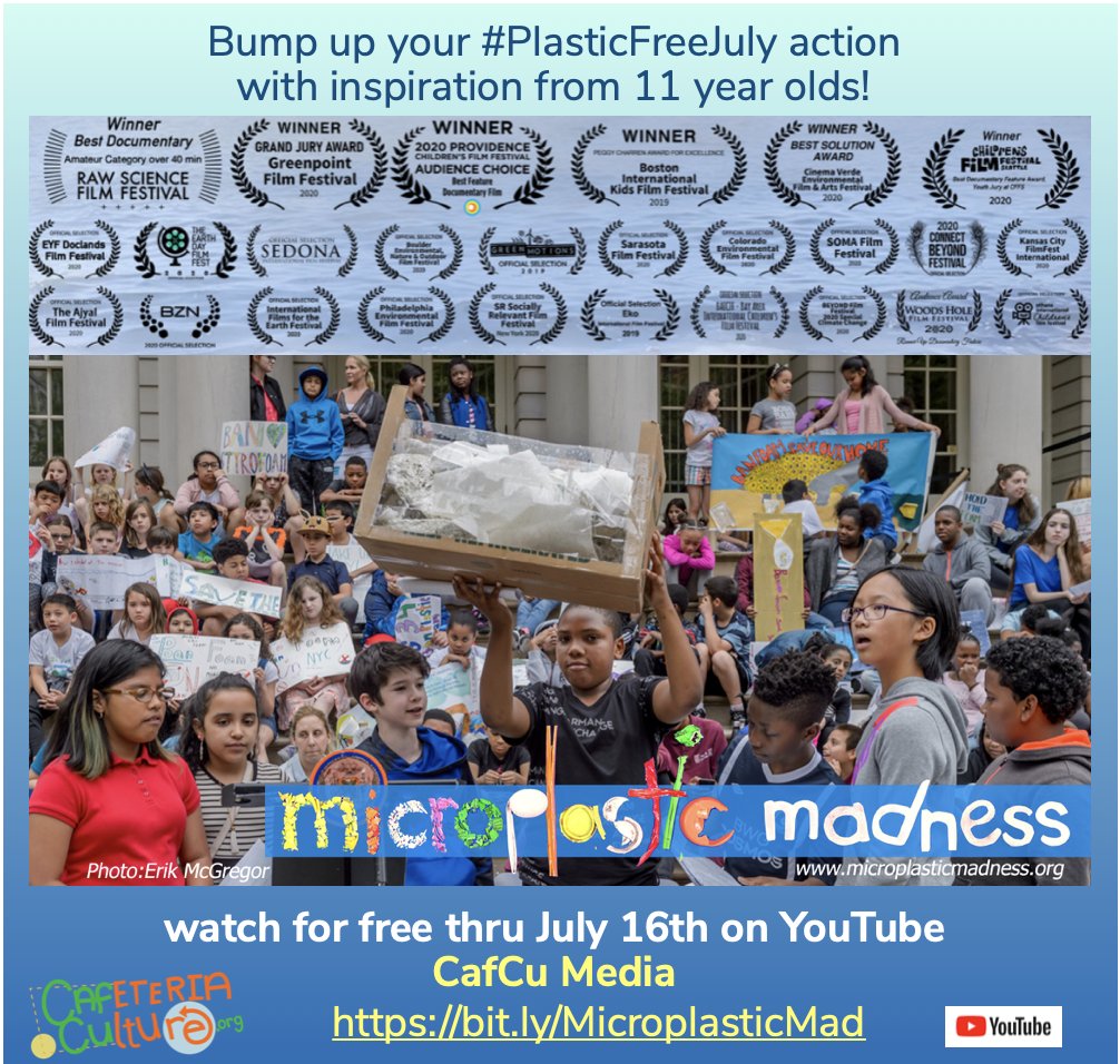 Bump up your #PlasticFreeJuly! Individual action is good but collective action can lead to systemic change.
See how 5th graders did it, from #plasticpollution data to leading a #plasticfreelunch day that spread across the US!
Watch for Free thru Sun night bit.ly/MicroplasticMad