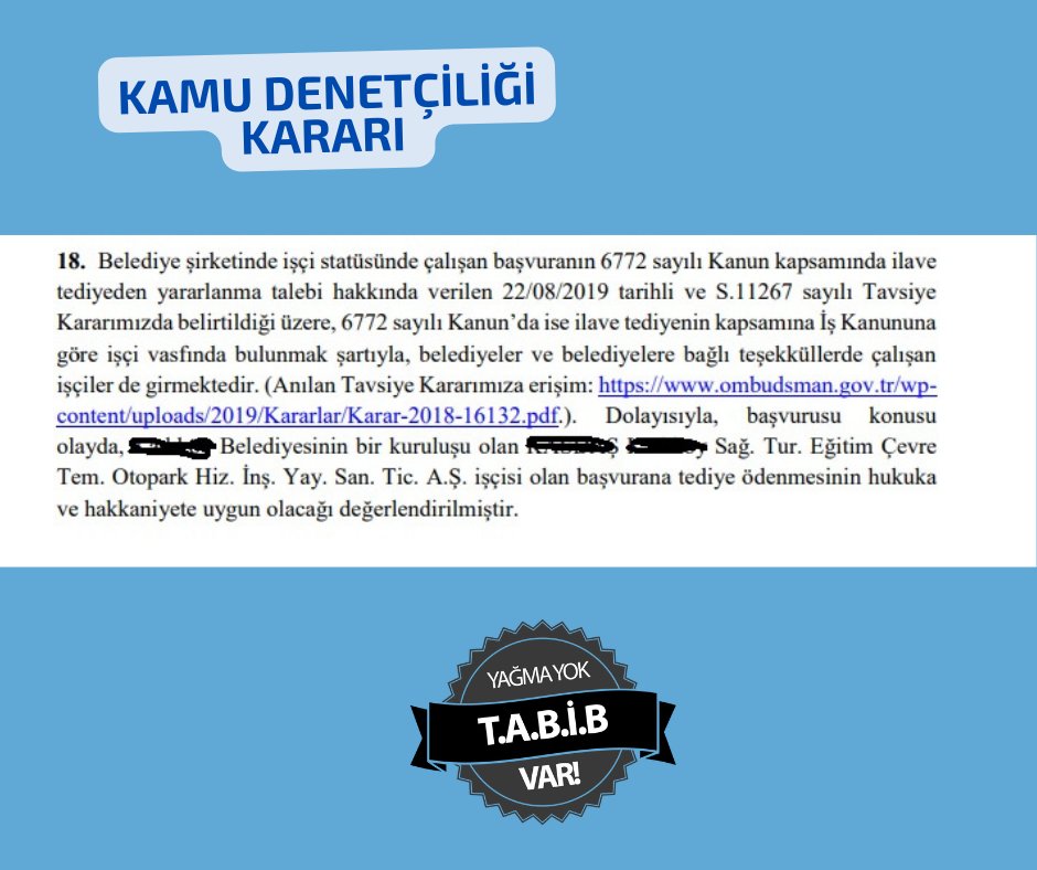 #İlaveTediye 6772 Sayılı yasa gereği KAMU işini yapan BELEDİYE ŞİRKET İşçilerinin hakkıdır dedik ANLAMADILAR .

Sendikalar <a href="/DiSK_Genel_is/">Genel-İş</a> <a href="/hizmetissendika/">HİZMET-İŞ SENDİKASI</a> <a href="/belediyeis1983/">Belediye-İş Sendikası</a> bu konuda tek bir süreç işletmedi 

(İlave Tediye verin diye ağlamaktan başka ) 

Sn. <a href="/isikhanvedat/">Prof. Dr. Vedat Işıkhan</a> İLAVE