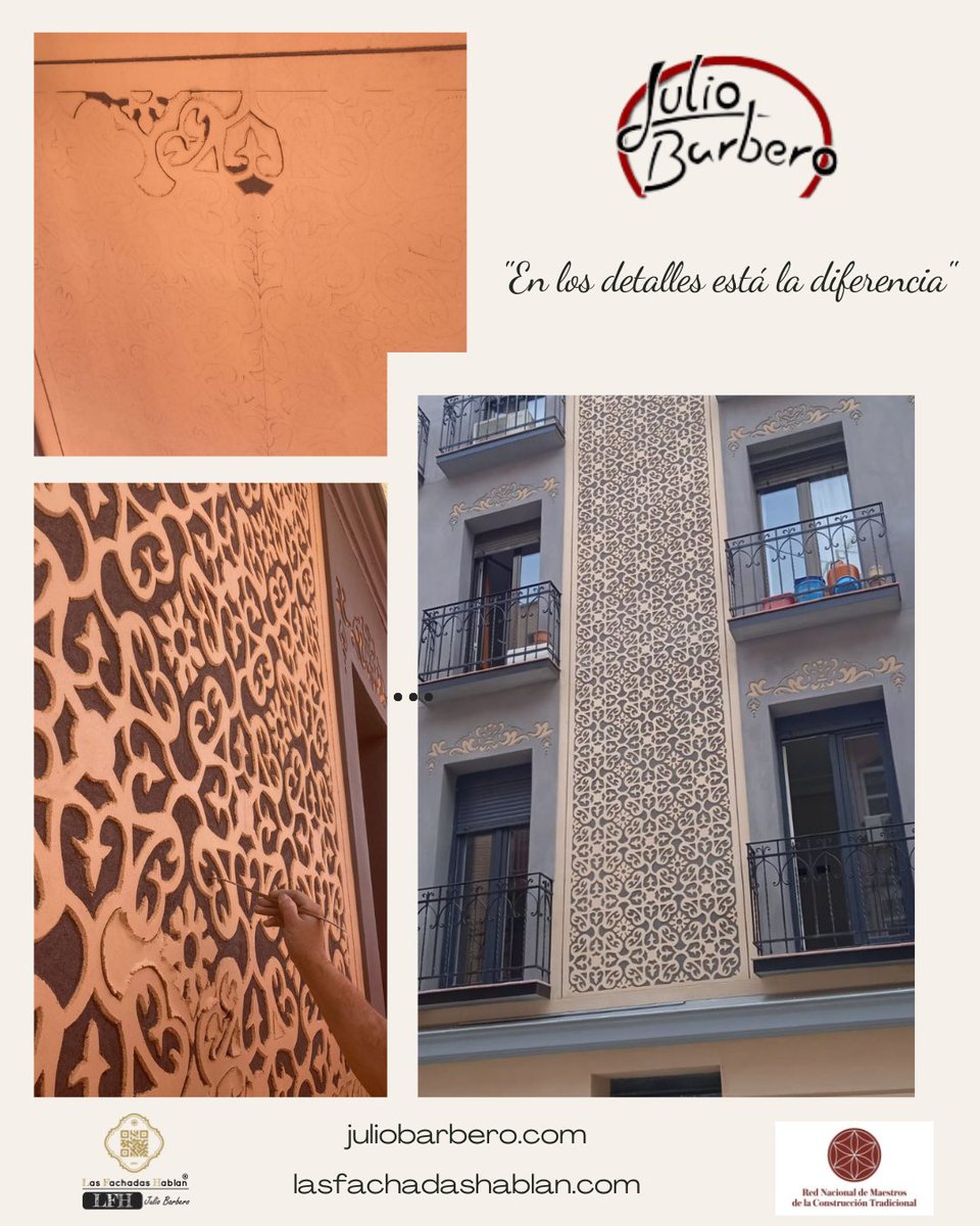 🔶 En los detalles está la diferencia.
Esgrafiado tradicional de cal.

#arquitectura #Madrid #Avila #Segovia #Salamanca #Valladolid #Burgohondo