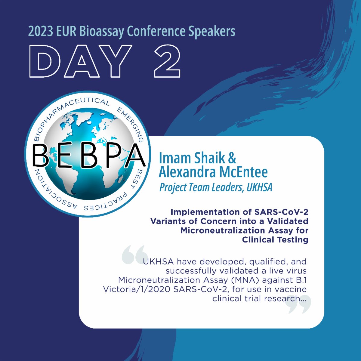 Day 2 Speakers for our European Bioassay Conference in Bled, Slovenia! Don't forget to register online before our early bird prices end 28 July at bebpa.org/conferences/re…