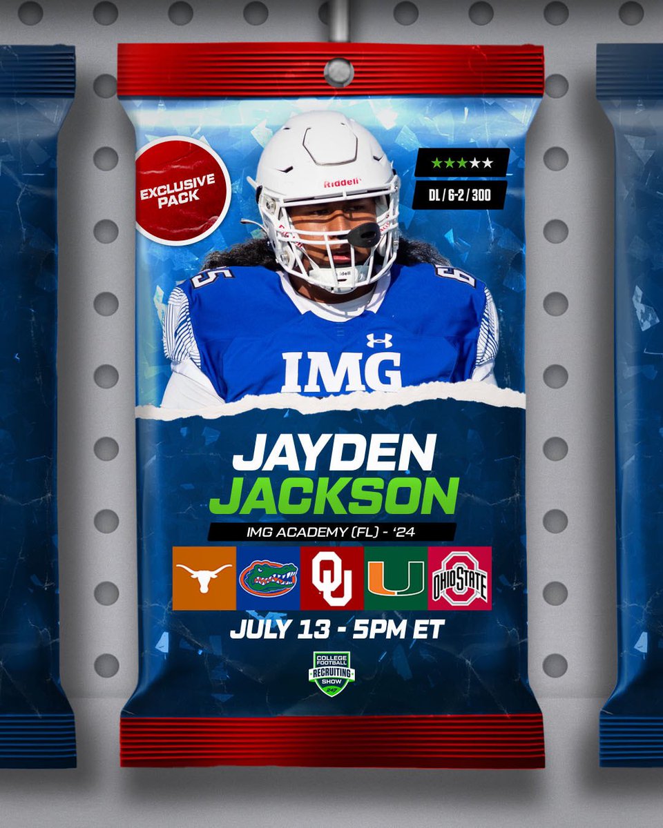 It’s Decision Day for Jayden Jackson! 🗣️

Jackson will announce his college commitment during The College Football Recruiting Show

Jackson is the No. 41 overall ranked DL prospect in the 2024 class

<a href="/JaydenJackson65/">Jayden Jackson</a> x #CommitHQ 

⏰: 5PM ET/4PM CT
📺: youtube.com/live/n9IEHwlkG…