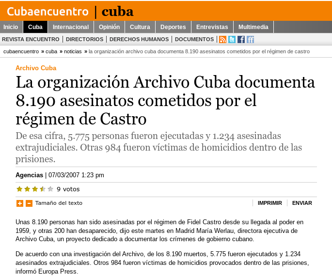 HumbertoMondej2's tweet photo. La organización Archivo Cuba 👇👇🚨🚨
https://t.co/6d3N5plKW8
dice que ya ha podido documentar 8 190 asesinatos cometidos por la Dictadura de los Castros; para seguir violando la #C40. https://t.co/MIJskVEx2Y