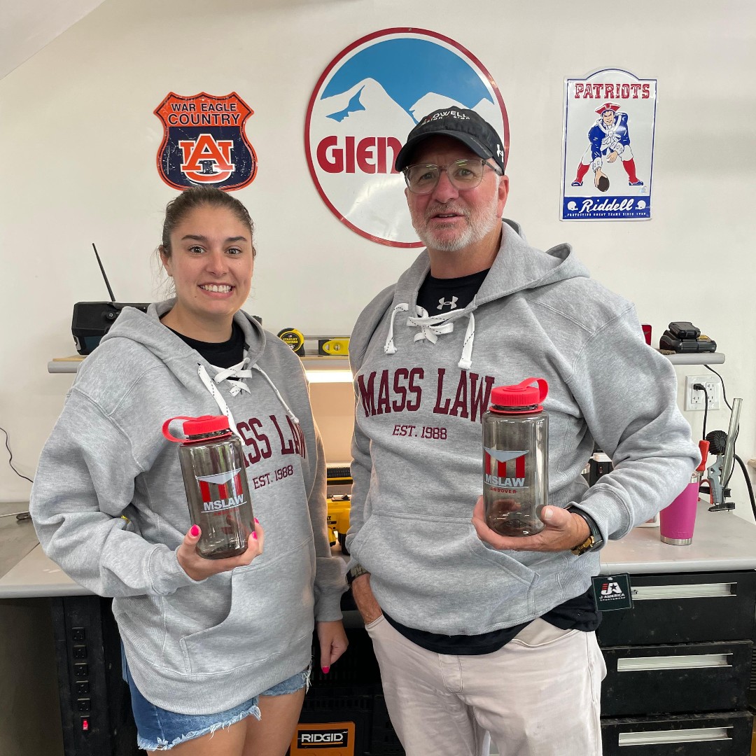 We installed these gorgeous brushed aluminum letters for our friends over at Mass School Of Law. They loved the new sign so much that they gave us sweatshirts and water bottles. We look forward to working with them again in the future!