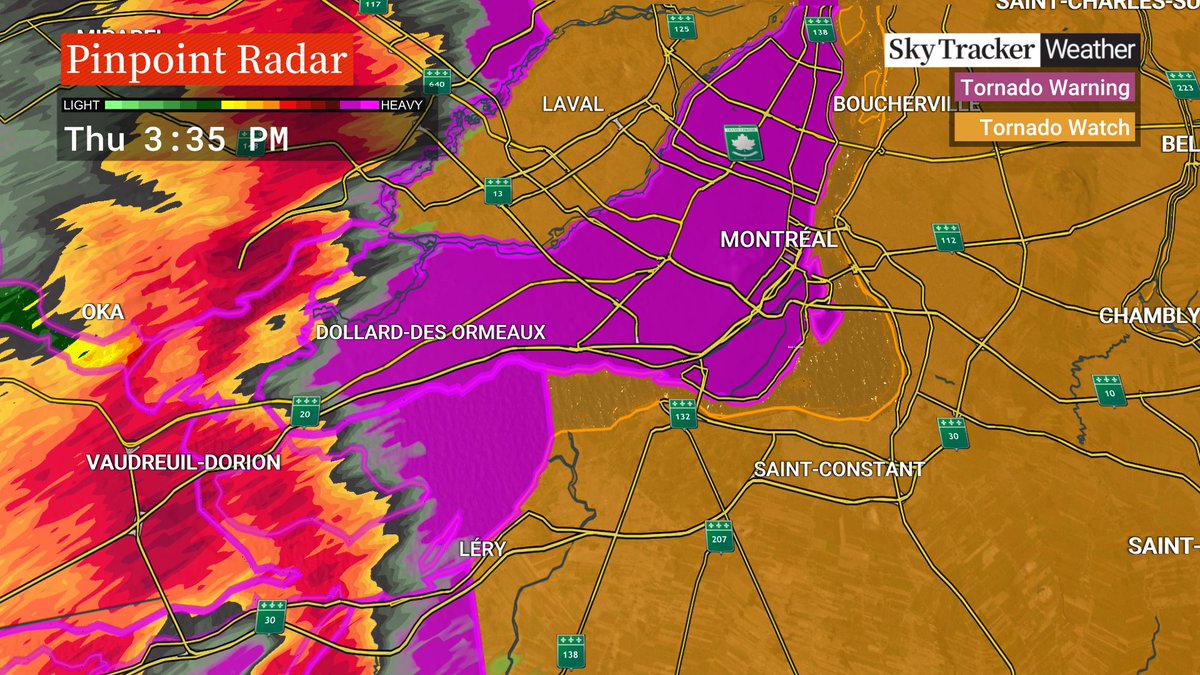 NEW: Tornado warning expanded to include entire island of Montreal.