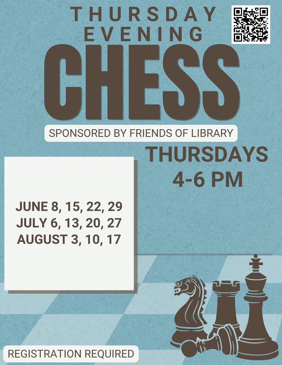 Stop by OBPL today from 4-6 for Chess with Mr. Tom