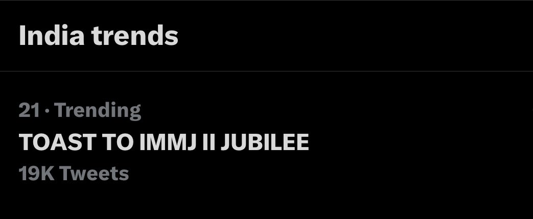 Reemasengupta25's tweet photo. 19k done 1k more to wrap up is anyone there?

TOAST TO IMMJ II JUBILEE https://t.co/e6CD0QwFs9