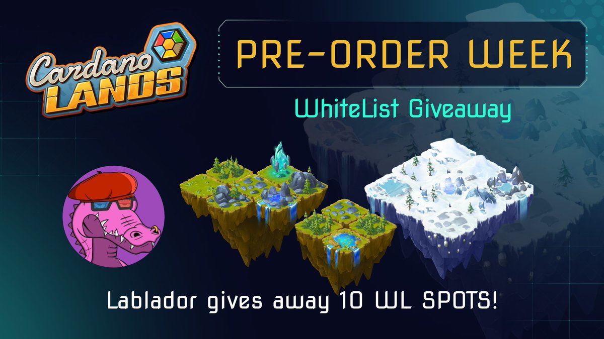 Lablador_g's tweet image. 💥I&apos;m coming to you with #GIVEAWAY !

CardanoLands for their  LAND PRE-ORDER WEEK WhiteList!

🏆 Prize: 10x Land Pre-Order WL spots

How to participate: 
✅Follow @Lablador_g + @cardanolands
✅❤️ + RT: 
✅Tag 3 friends  

⏰ 48h
#CNFTGiveaway #GiveawayNFT #NFTCommmunity #Cardano