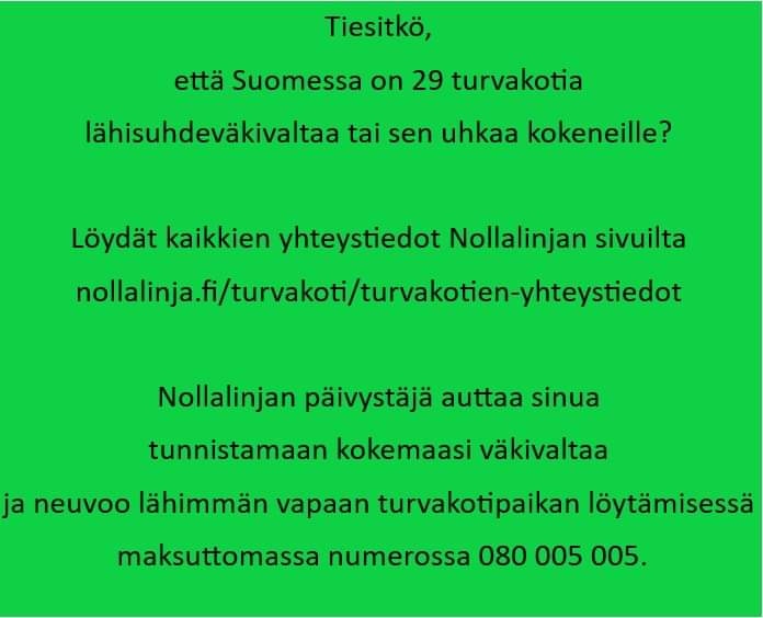 Turvakoti Hertta aloittaa loppuvuoden kestävän tietotorstai -kampanjan. Julkaisemme torstaisin tietoa turvakotipalveluista. 

Vastaamme myös ympäri vuorokauden joka päivä numerossa 09 4777180. 

#turvakotihertta #tietotorstai #tietoaturvakodeista #nollalinja #lähisuhdeväkivalta