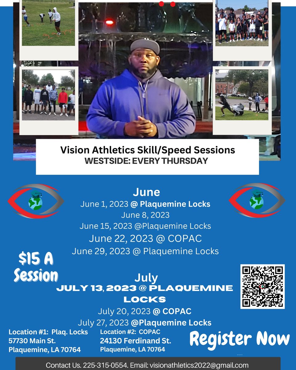 pvillia's tweet photo. Any youth athletes interested in improving your performance.  Visit us today at 6:00 PM in Plaquemine Historical Locks.  Working to elevate student-athletes performance. https://t.co/j6v3hFz21Q