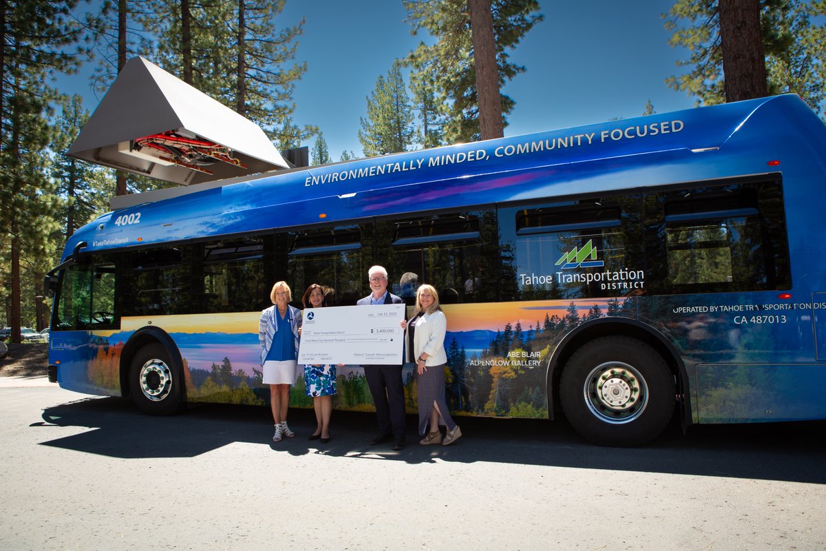 TahoeTrans's tweet photo. @TahoeTrans (TTD) was awarded $3.4 million to expand the area’s clean transit fleet with four new hybrid buses. The grant is funded by the Bipartisan Infrastructure Law. #billions4buses #taketahoetransit @FTA_DOT @LakeTahoeCC @LibertyUtil_CA https://t.co/WYimZQuQcd