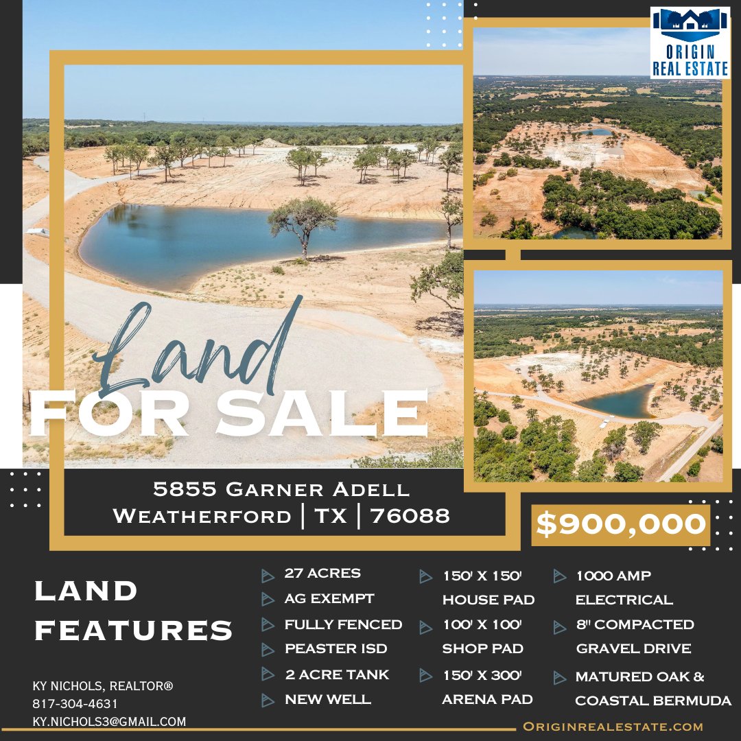 originretx's tweet photo. 🐴Bring your horses! LAND FOR SALE!!
📌5855 Garner Adell, Weatherford, TX 76088

Ky Nichols, Realtor®
Origin Real Estate
817-304-4631
Ky.Nichols3@gmail.com
https://t.co/lyxps9Uyim https://t.co/D3EbRekMoq
