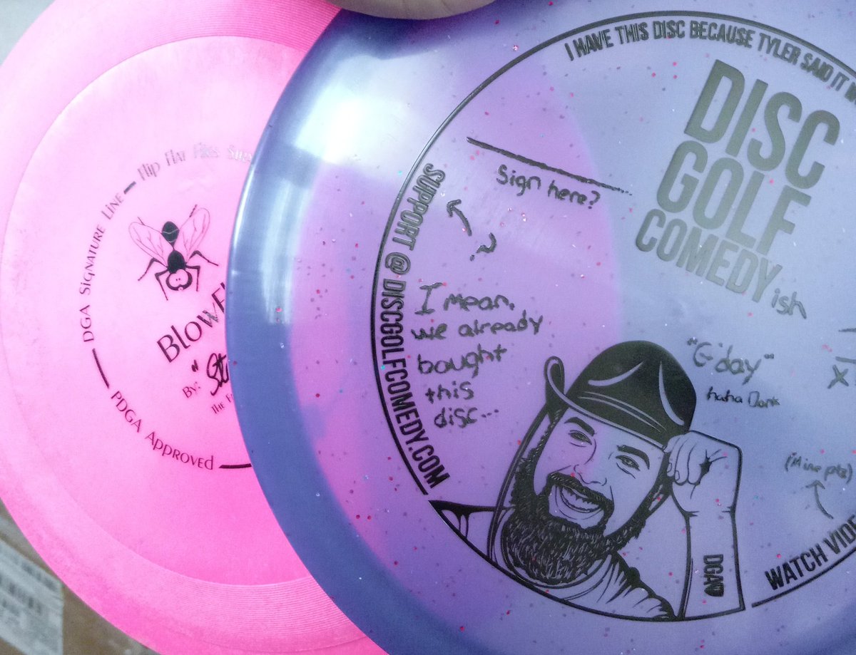 docxen's tweet photo. Got 2 #DGA discs a blowfly and a rip @discgolfcomedy https://t.co/exWQqewxkp