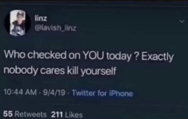 raisingprojects's tweet photo. Who checked on you today exactly nobody cares k yourself https://t.co/3jKnSlyPkm