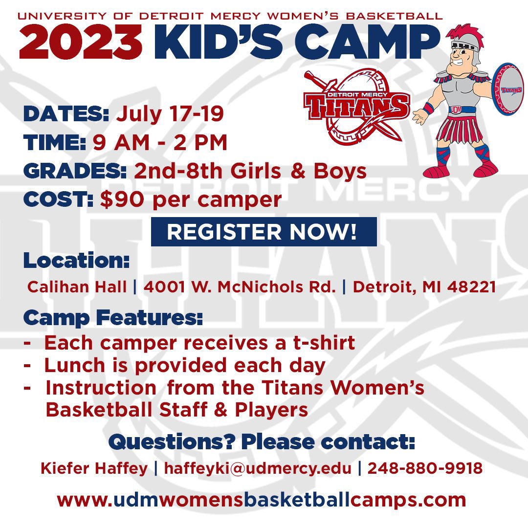 Detroit Mercy WBB on Twitter "Kid’s Camp starts this Monday‼️ Still