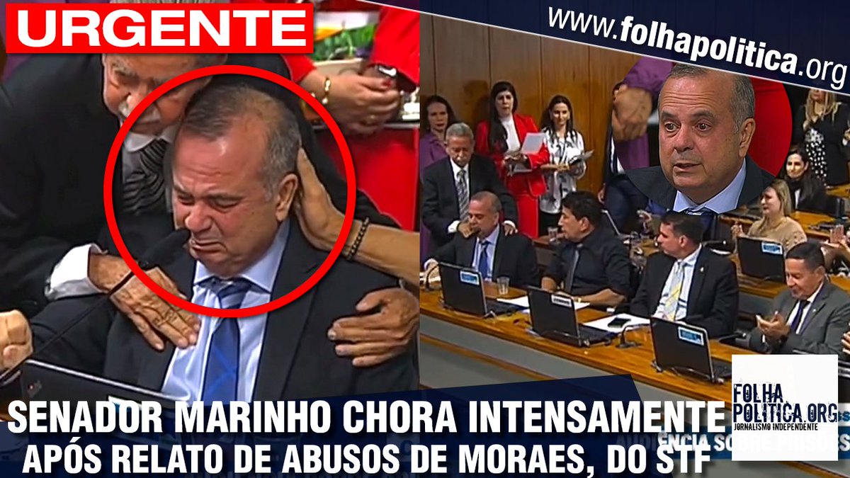 FolhaPolitica's tweet photo. URGENTE: Senador Marinho chora intensamente ao presenciar relato de violações de Moraes, do STF, contra presos políticos https://t.co/UvFwgdgmaX https://t.co/Adgn8UbuoR