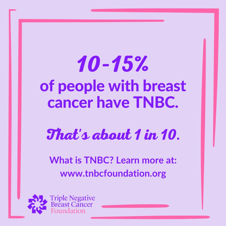 10-15% of those diagnosed with breast cancer have #tnbc. Since 2006, the @tnbcfoundation has funded critical research and provide a vast array of support services and programs to the TNBC community. To learn more about triple negative breast cancer go to tnbcfoundation.org.