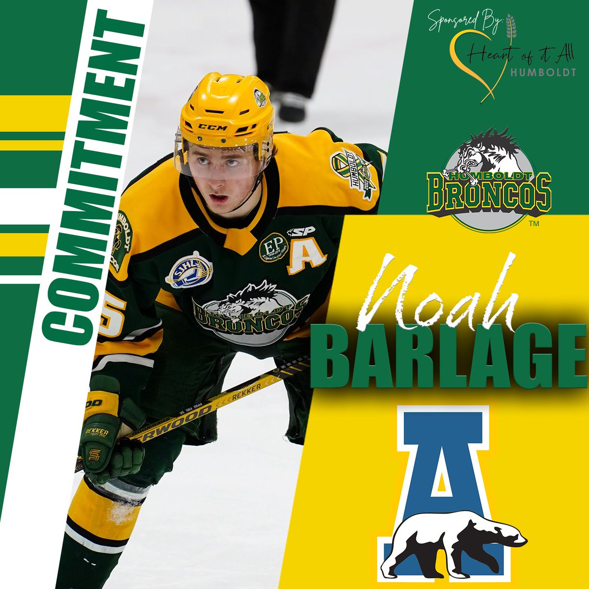 HumboldtBroncos's tweet photo. 🚨#TeamTransaction sponsored by @CityofHumboldt_ 🚨

The Humboldt Broncos are proud to announce another commitment to NCAA Div. I 

Humboldt’s own, Noah Barlage, has committed to the University of Alaska Fairbanks

👇Read all about it here 👇
https://t.co/IhGPBUiYCf https://t.co/Ii7DamvlRl