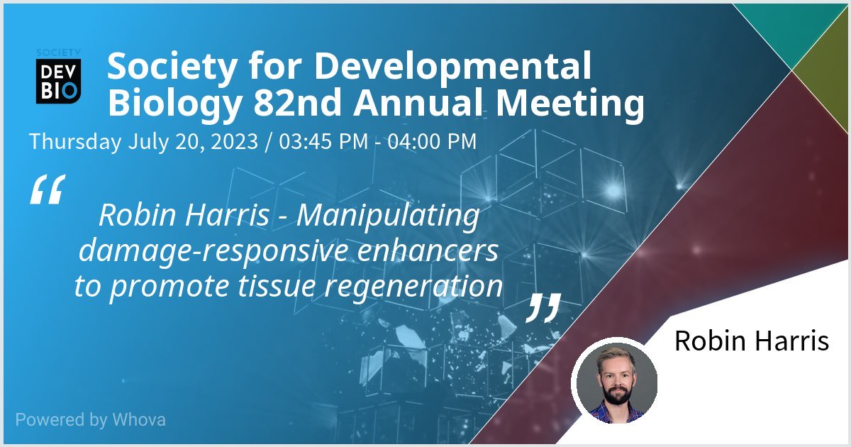 I am speaking at Society for Developmental Biology 82nd Annual Meeting. Please check out my talk if you're attending the event!  - via #Whova event app