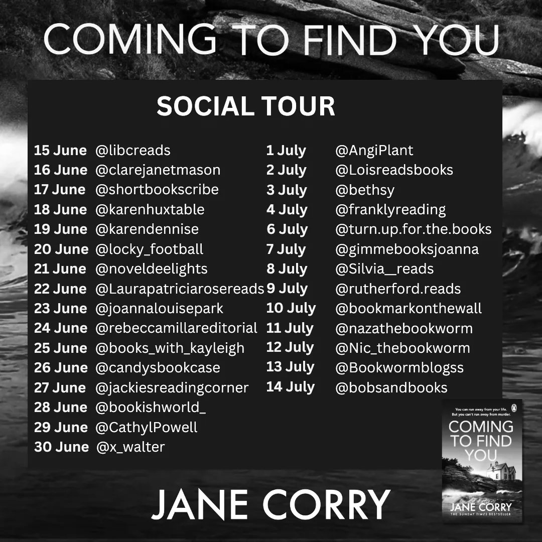 bookwormblogss's tweet photo. Sharing my review of the brilliant #ComingToFindYou by @JaneCorryAuthor on Instagram today
https://t.co/WtOchY12eX
A fabulous mix of thriller & historical fiction - would definitely recommend!
🌟🌟🌟🌟 from me.
#booktour #booktwt #BookTwitter https://t.co/cADedBKlHN