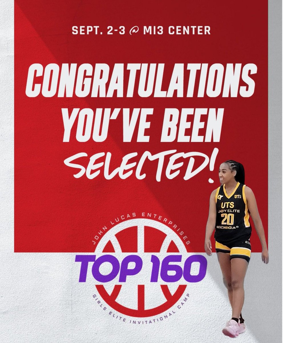 @TaylaBear2024 was selected for the 2023 @JLEnterprises Top 160 Girls Elite Invitational; September 2-3, 2023 in Houston, Texas at the MI3 Center. This is an exclusive opportunity reserved for the top 160 elite female players across the country. 🙏🏽🙌🏽 💪🏽-🏀 #NoDaysOff #WeComing