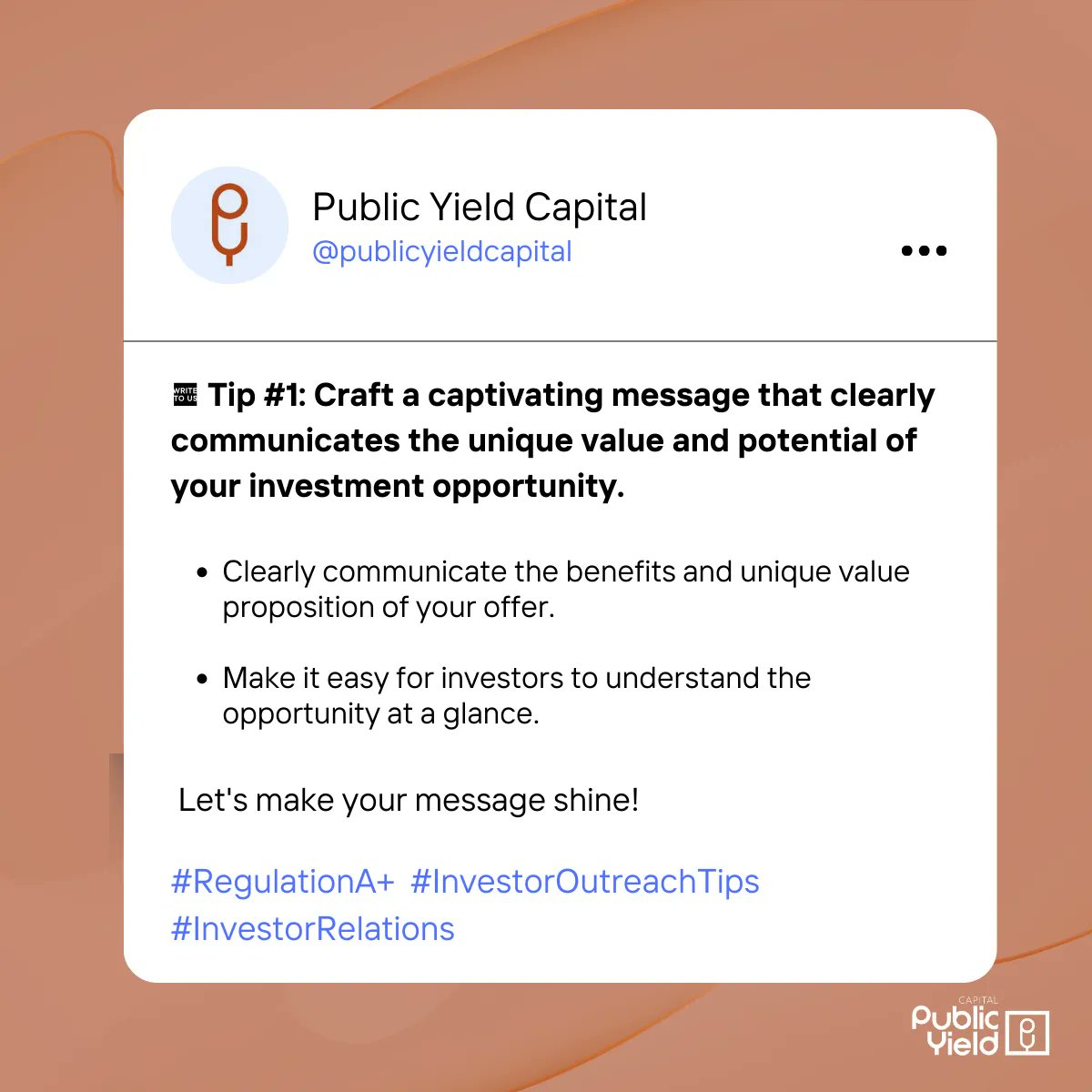 Enhance investor relations communication and support with our expert guidance! Maximize your chances of success in your Regulation A+ raise by implementing these tips. We understand the challenges of engaging with investors and can help you navigate them. Contact us today 🚀