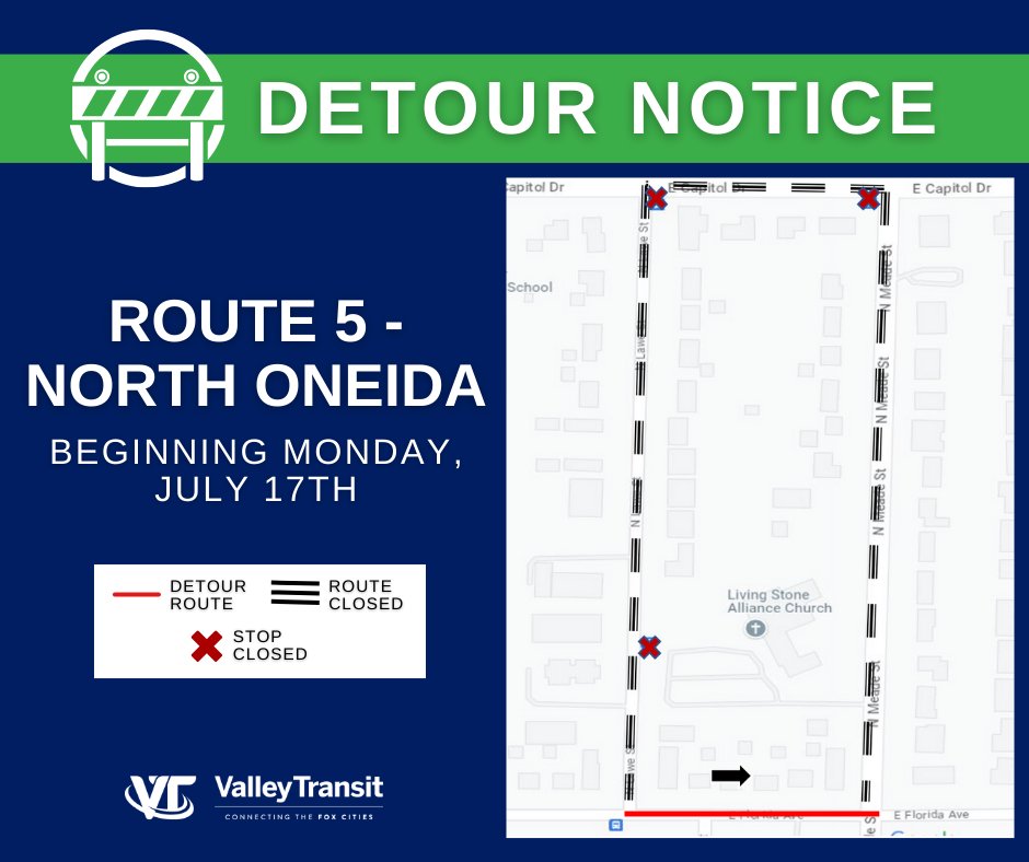 Valley Transit on Twitter DETOUR⚠️ Effective Monday, July