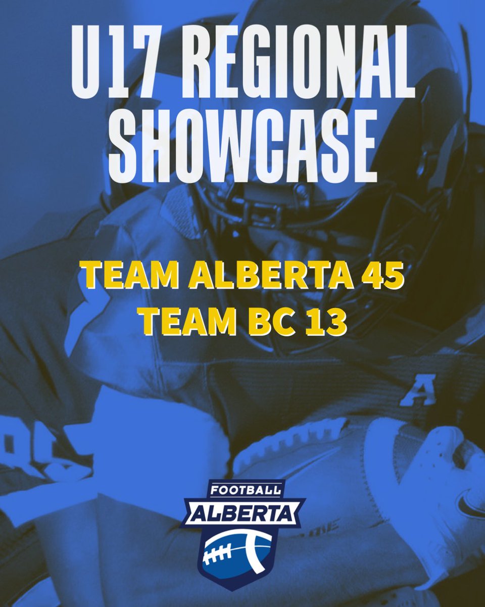 FootballAlberta's tweet photo. Team Alberta beats Team BC, 45-13
🏈🏈
#football #footballalberta #teamblue #u17 #regionalshowcase #finalscore #teamalberta #teambc https://t.co/vcB0nh0T7G