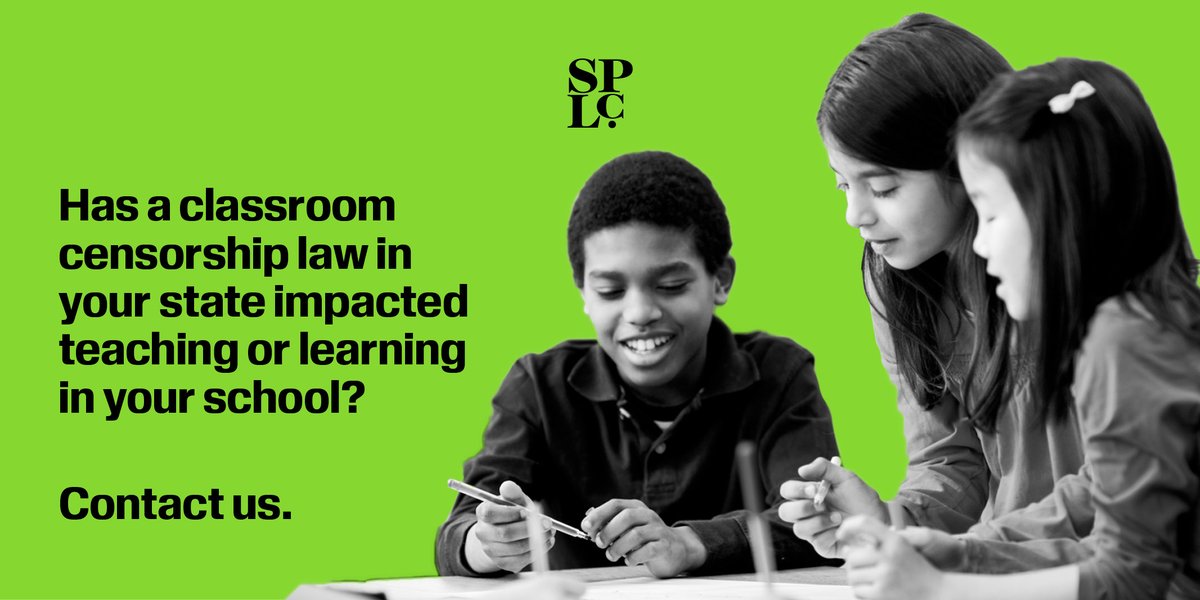 splcenter's tweet photo. All students deserve to feel safe, comfortable & supported in school.
As laws aimed at censoring class discussions continue across the U.S., the SPLC wants to hear how teaching and learning in your district have been affected: https://t.co/INiKuCmnc2
#TruthInSchools https://t.co/hb0qX2iA1P