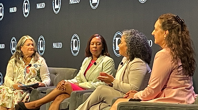 Yesterday Commissioner Cortés-Vázquez moderated a panel discussion at #NALEO with @LGSabinaMatos, @KarinesReyes87 and @Rebeca_Vargas_ These Latina's discussed how to be civically engaged, the importance of supporting our older adults and what we can do to prepare for the future.