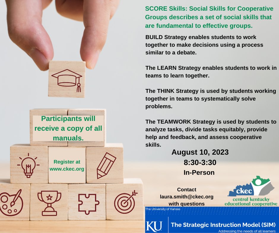 CKYEC's tweet photo. Join us on August 10th for a first-time session on Collaborative Thinking Skills. This will be an excellent session for anyone that works with small or whole groups of students.

Contact laura.smith@ckec.org with questions. https://t.co/VLzUm4FtyI