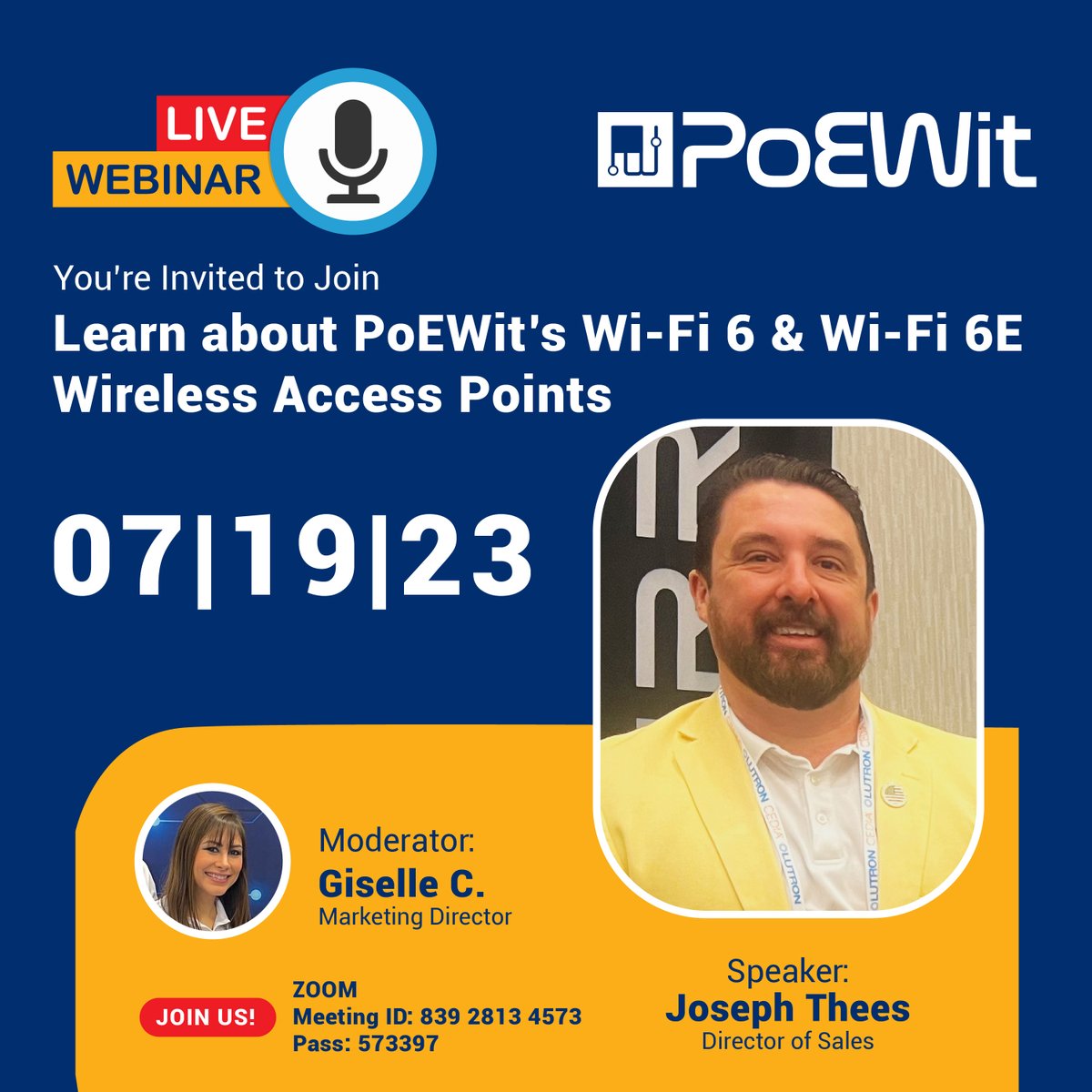 PoEWitTech's tweet image. Join us on Wednesday, July 19th @ 1pm ET for a FREE webinar and learn more about PoEWit's Networking Solutions. #poewit #indooraccesspoint #outdoorap #wirelessaccesspoint

ow.ly/gS4e50PaVK1 

Meeting ID: 839 2813 4573
Passcode: 573397