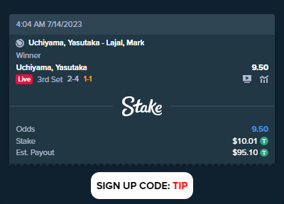 Uchiyama, Yasutaka - Lajal, Mark
Bet slip link: stake.bet/sports/home?ii…