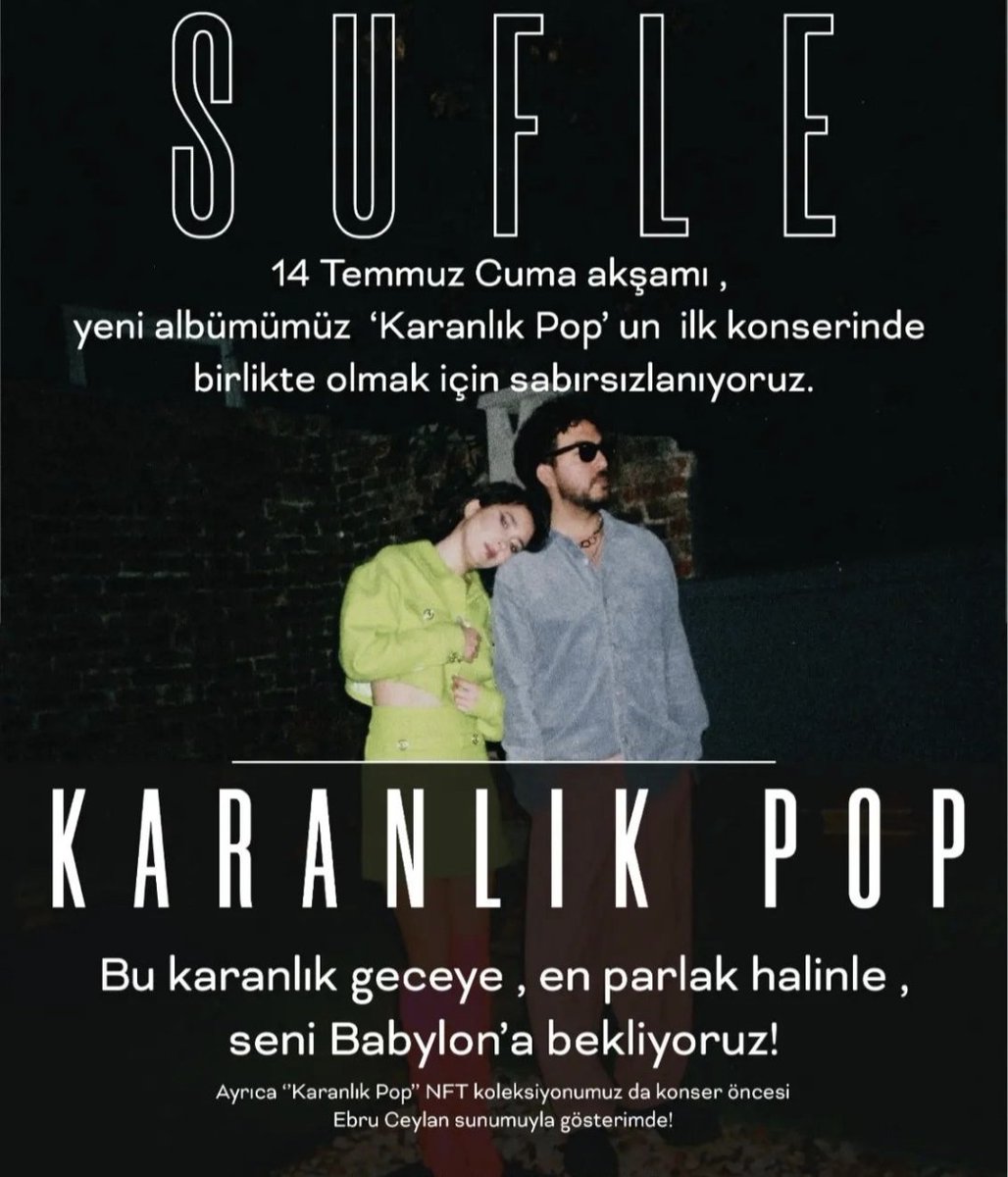 Upcoming Drop 🔥🔥 @niftygateway Karanlık Pop by Sufle @Sufleband 🎵🎙️🎸🎼 Sufle is one of Turkey's leading alternative pop bands. The band captivates audiences with their melancholic and sad sound, powerful lyrics and impressive stage performances. Göksu Taşçeviren's deep and…