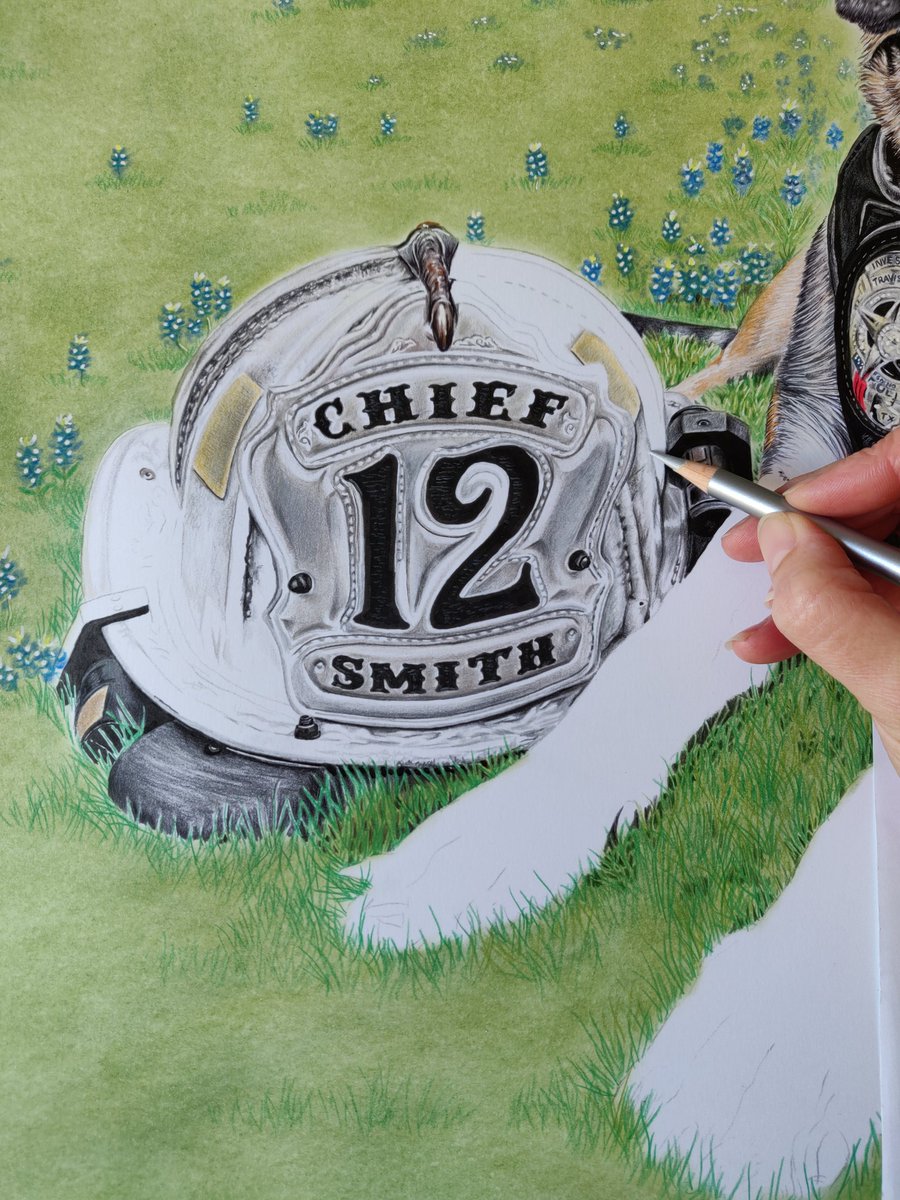 NikiFirmin's tweet photo. Hi everyone! 😎
Working on the fire helmet in beautiful @K9.Ember's portrait today  🥰💙🐕‍🦺🐾x

@tcesd12 @OnPatrolK9 @OnPatrolLive
@K9_heroes @K9s4COPs
@k9copmagazine @K9Magazine
@PoliceK9
#policedog #firek9 #workingdog #animalartist #artist #artwork https://t.co/24n8xQ39iH