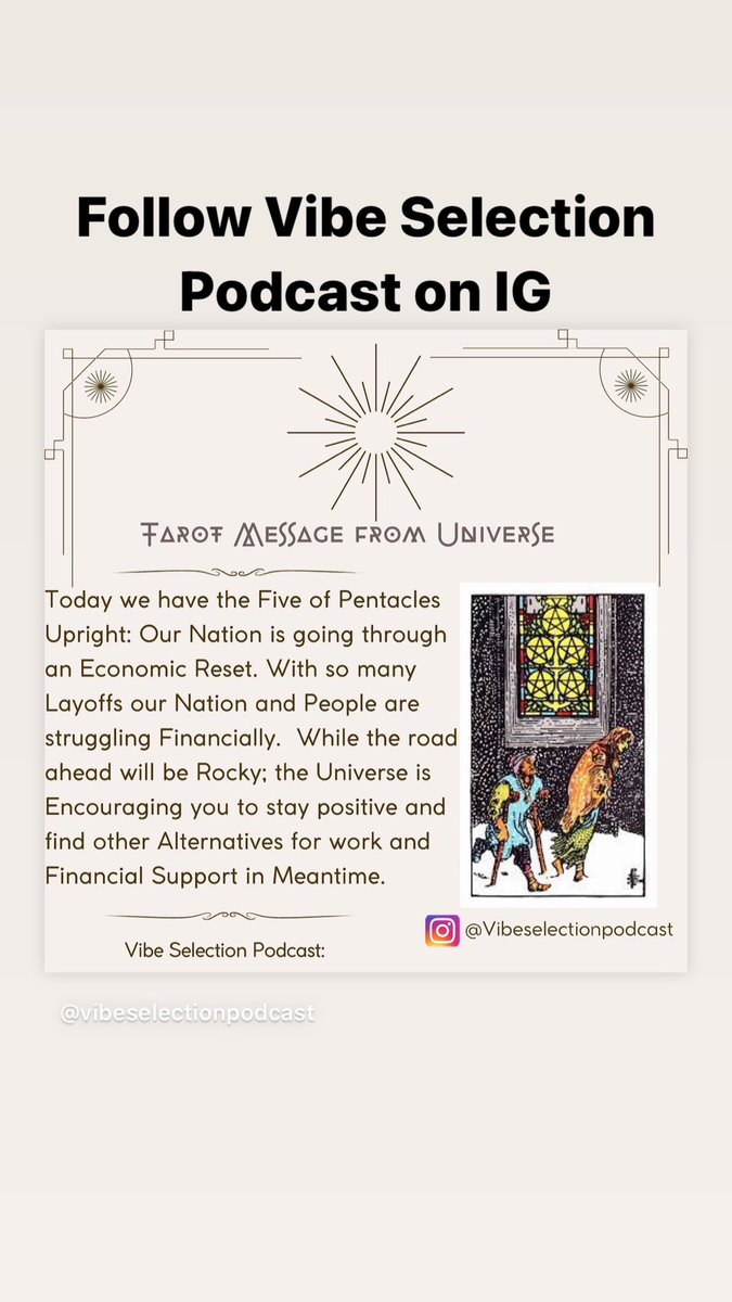 Vibe_Selection's tweet image. Check out This Week’s Tarot Message from the Universe. We have Five of Pentacles 

#tarot #spirituality #fiveofpentacles #fyp