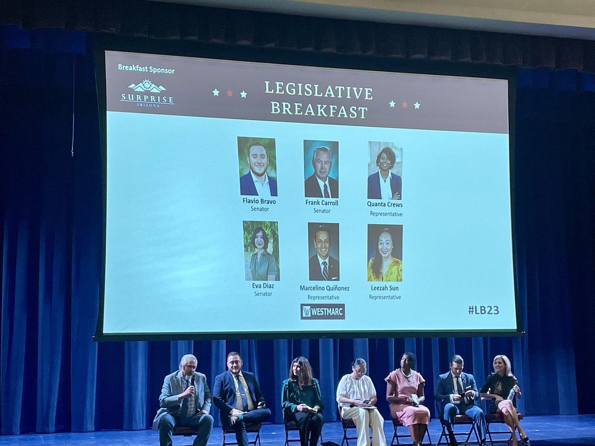 mayorofgoodyear's tweet photo. It was great to connect with so many West Valley leaders at the @WESTMARC legislative breakfast this morning. Thank you to @RepFrankCarroll, @FlavioGBravo, @DrEvaDiazLD22, @QuantaForAZ, @Marcelino4AZ & @Sun4AZ for the insightful discussion. https://t.co/F1MumEkIFL