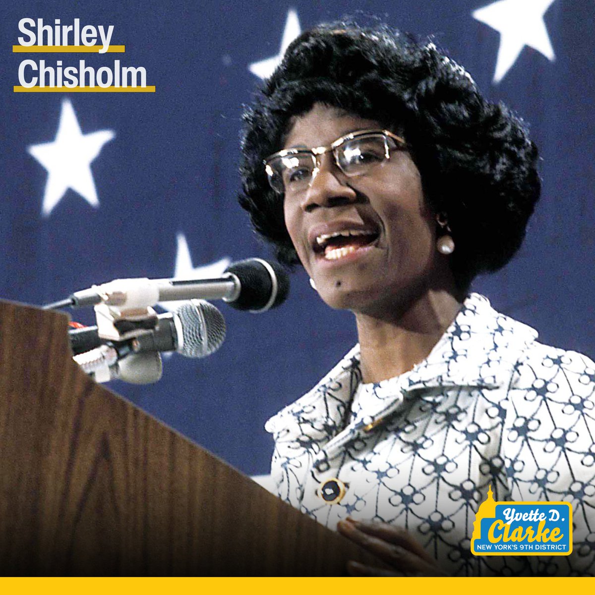 Today in #BlackHistory — Unbought and Unbossed, Shirley Chisholm became the first Black Presidential nominee.

She shattered the glass ceiling and I'm beyond proud to represent part of her district! I am because she was.