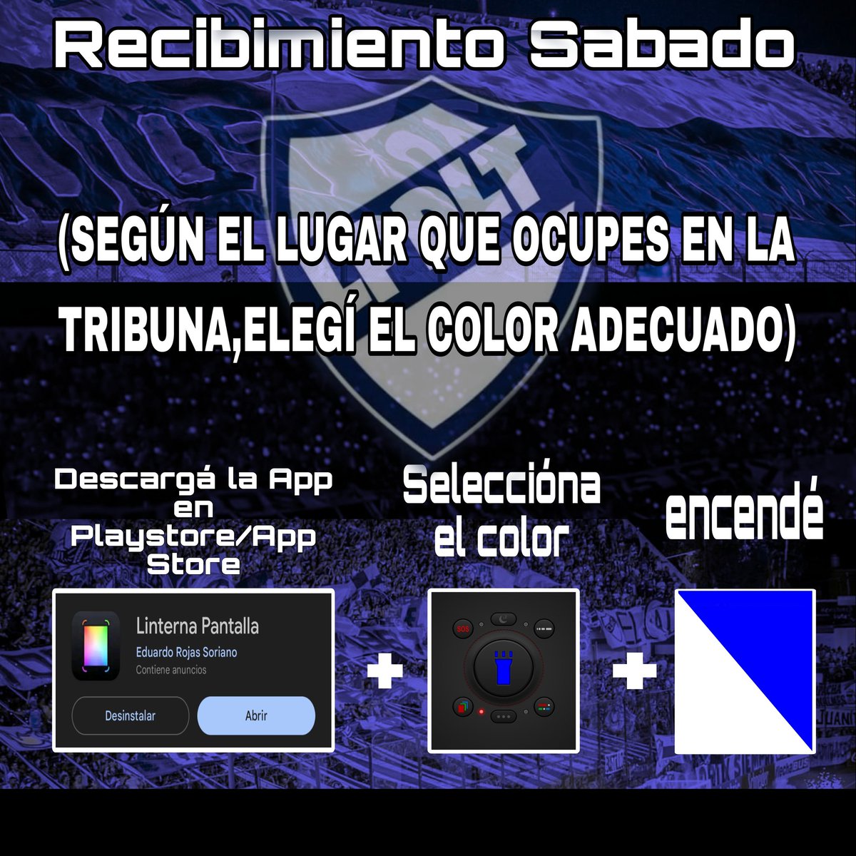 El Día Sábado,recibiremos al Equipo Formando la bandera Cervecera en las Tribunas,De acuerdo a cómo este pintada dónde se ubiquen cada uno de los asistentes.

A continuación, dejamos los pasos a seguir para todos aquellos que se quieran descargar la App.
🇫🇮 ¡DIFUNDIR! 🇫🇮